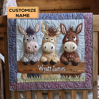Three Little Bray Buddies WJ1707007CL Personalized Baby Quilt