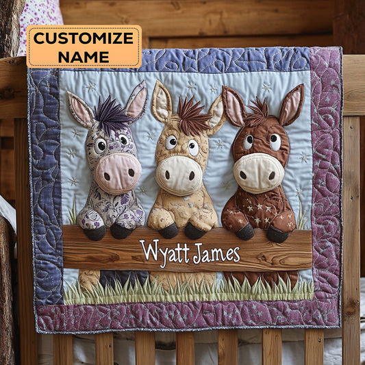 Three Little Bray Buddies WJ1707007CL Personalized Baby Quilt