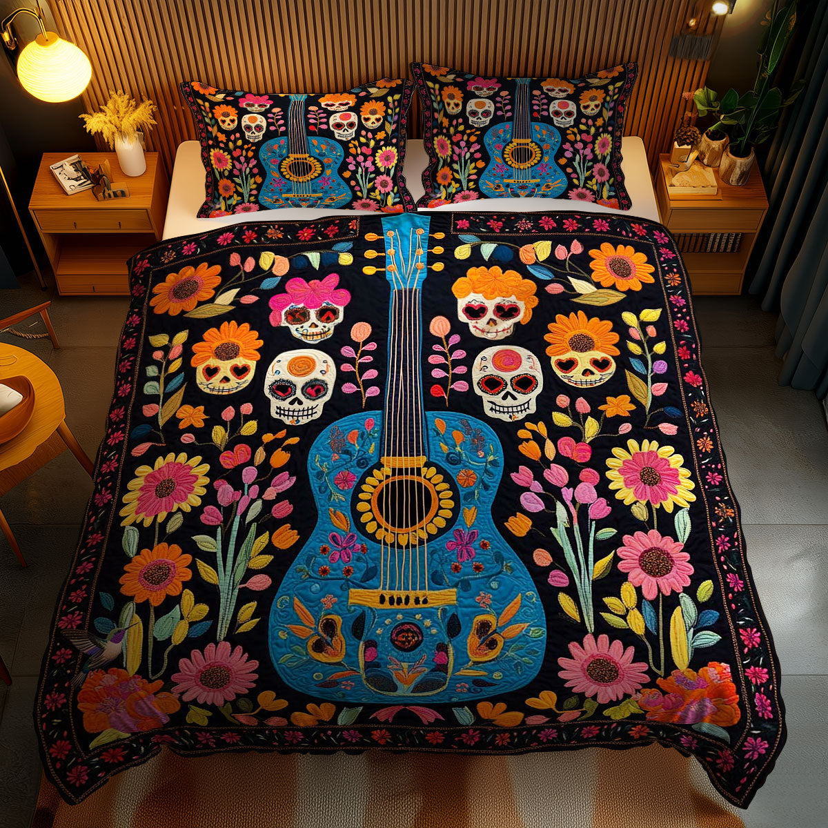 Day Of The Dead Guitar WN1911021CL Duvet Cover Set