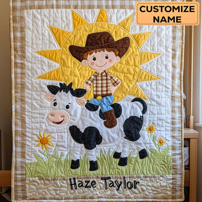 Happy Little Cowboy WN2807064CL Personalized Baby Quilt