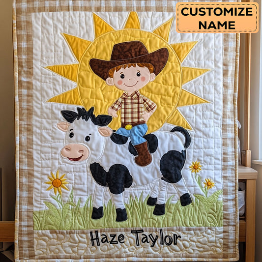Happy Little Cowboy WN2807064CL Personalized Baby Quilt