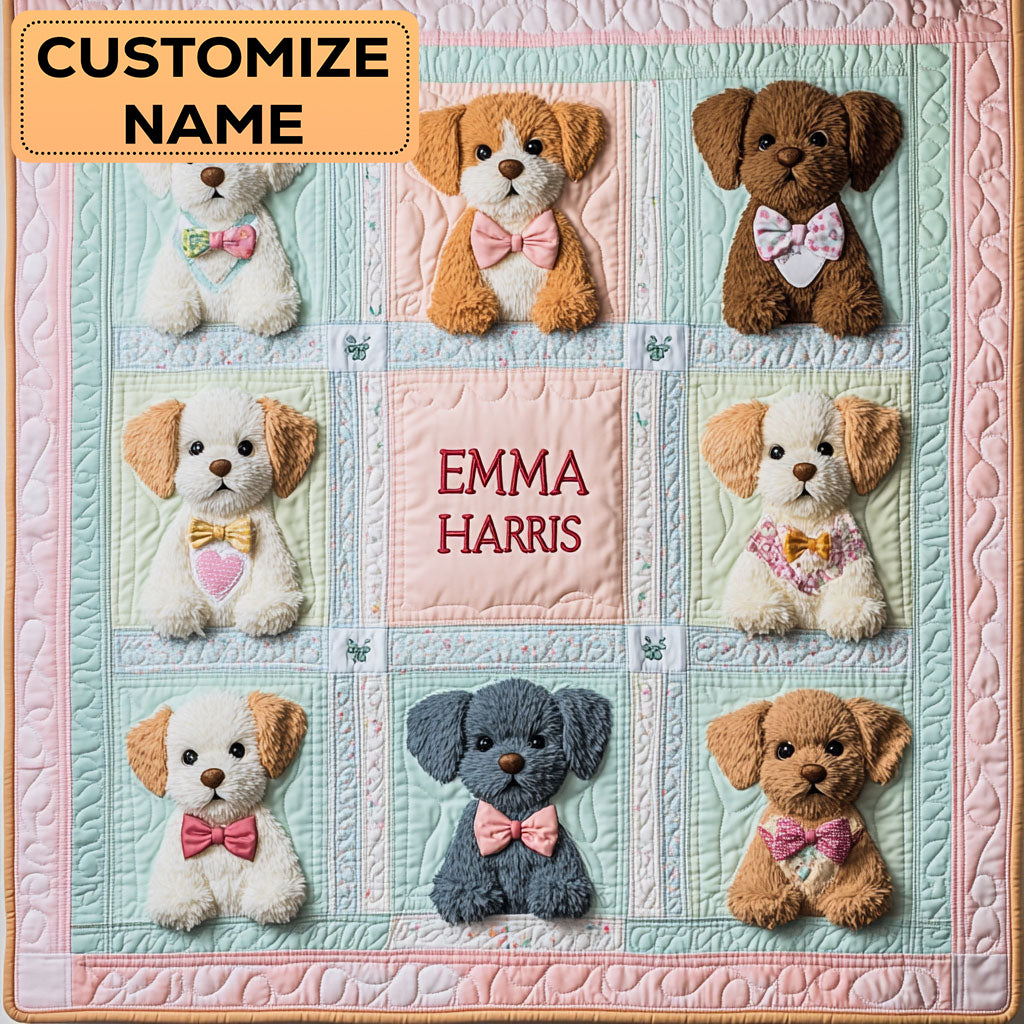 Puppy Hug CW2807053CL Personalized Baby Quilt