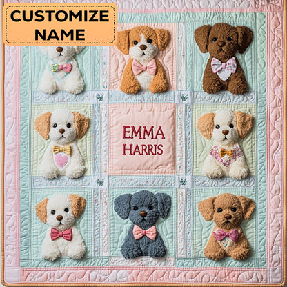 Puppy Hug CW2807053CL Personalized Baby Quilt