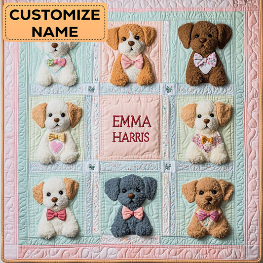 Puppy Hug CW2807053CL Personalized Baby Quilt