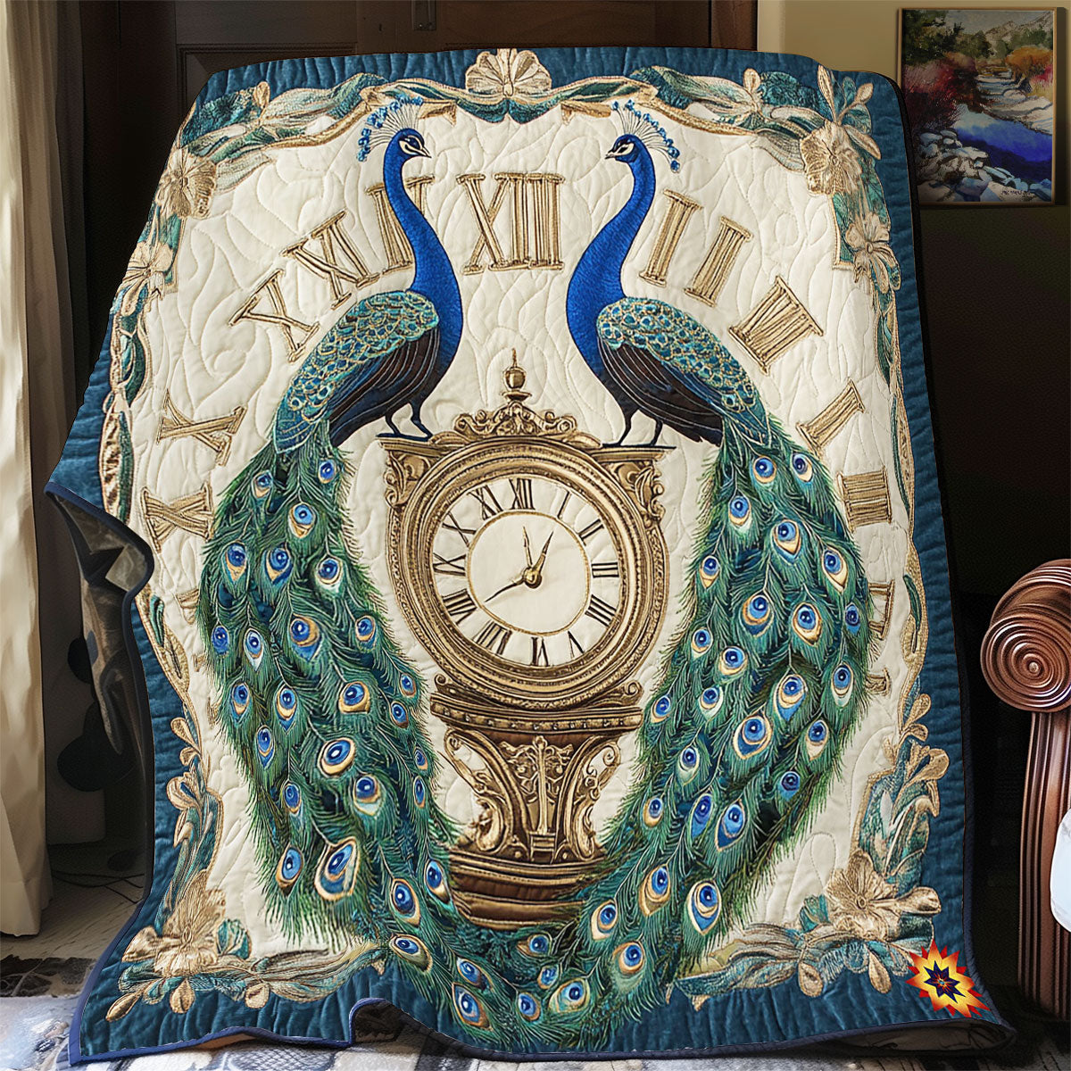 Couple Peacock And Clock WY2712016CL Quilt