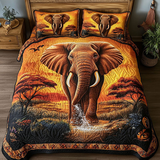 Elephant In Sunset Forest WY2802108CL Duvet Cover Set