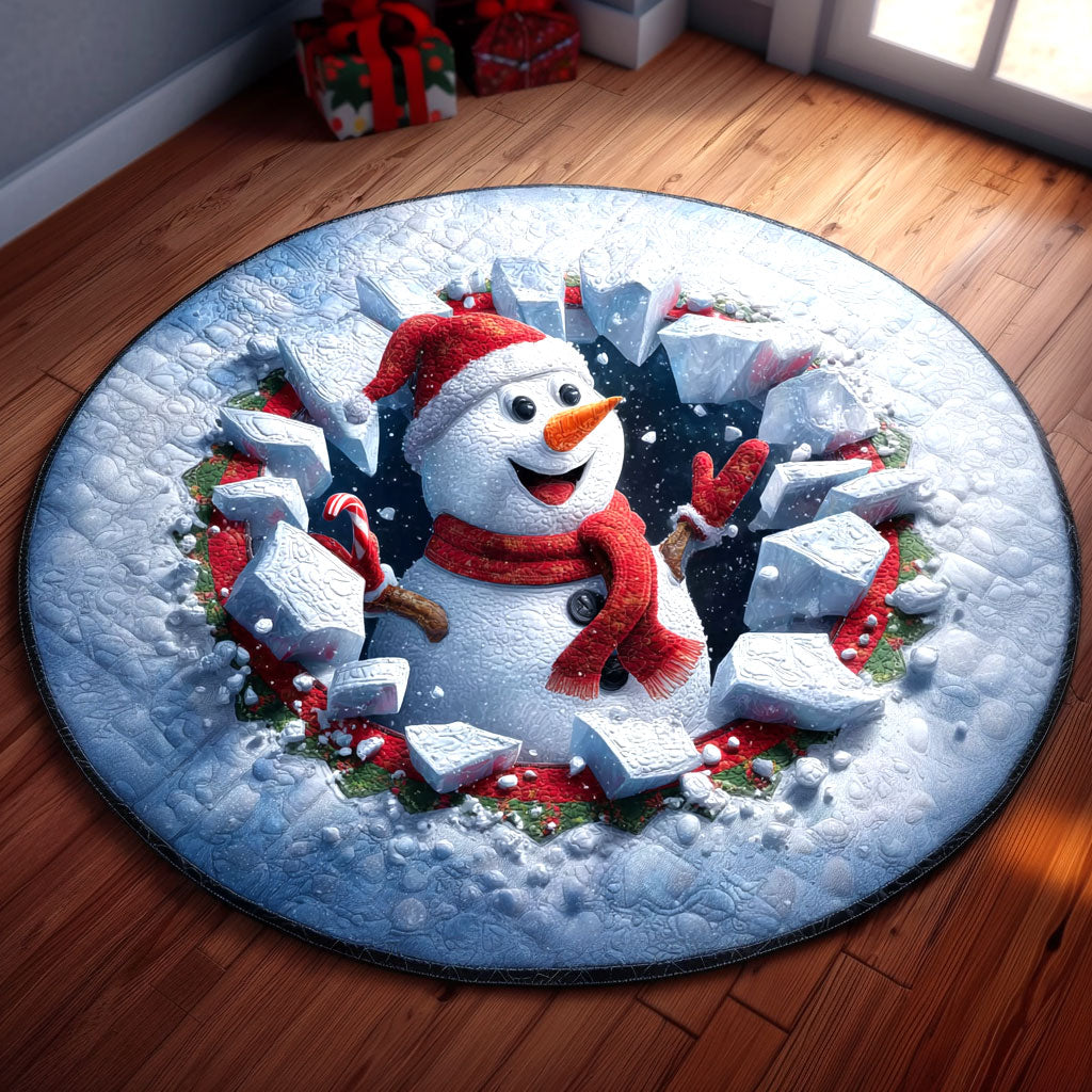 Frosty Pop Snowman WN1111054CL Quilted Round Mat