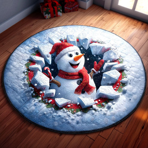 Frosty Pop Snowman WN1111054CL Quilted Round Mat
