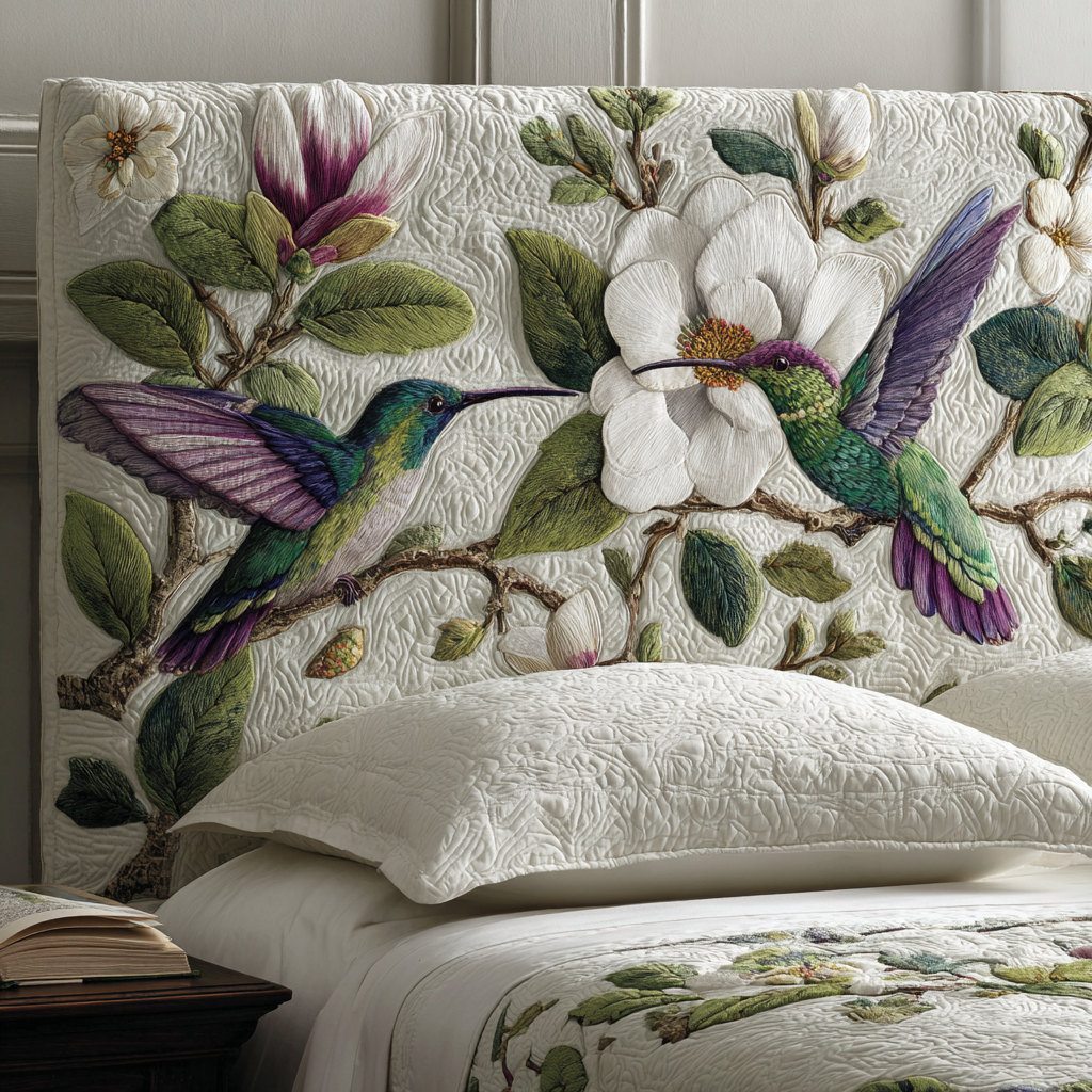 Magnolia Hummingbird Blossom XR1912011CL Quilted Headboard Slipcover