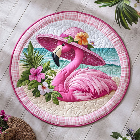Flamingo Vacation WX2005018CL Quilted Round Mat