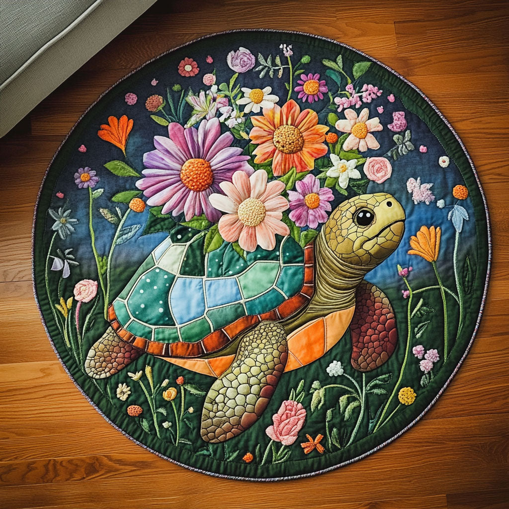 Turtle Bloom KL2111018CL Quilted Round Mat