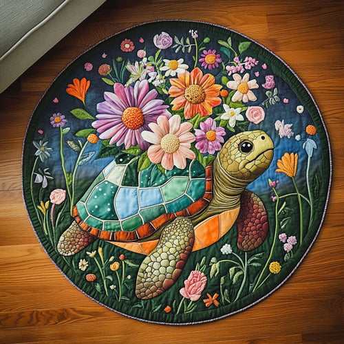 Turtle Bloom KL2111018CL Quilted Round Mat
