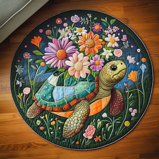 Turtle Bloom KL2111018CL Quilted Round Mat