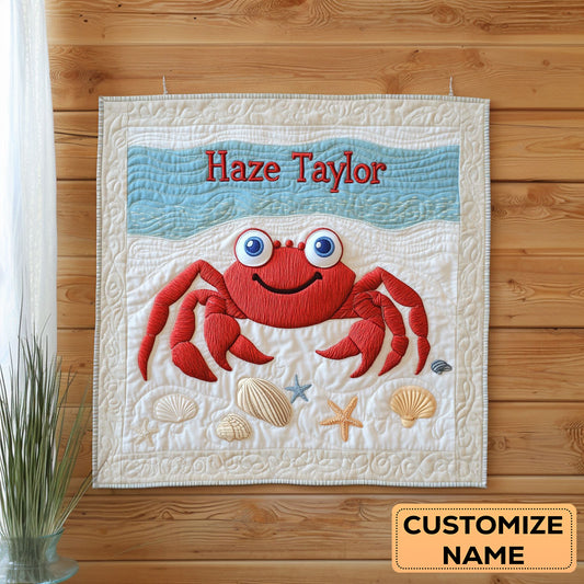 Happy Crab WN2907053CL Personalized Baby Quilt