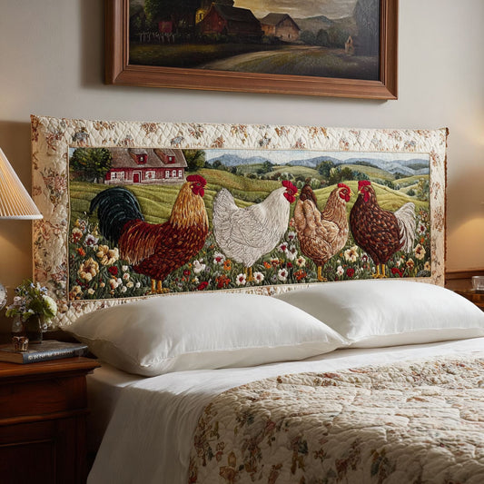 Farmhouse Chicken Garden CW2312012CL Quilted Headboard Slipcover