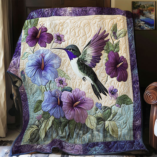 Hummingbird In Purple Hibicus WY1302036CL Quilt
