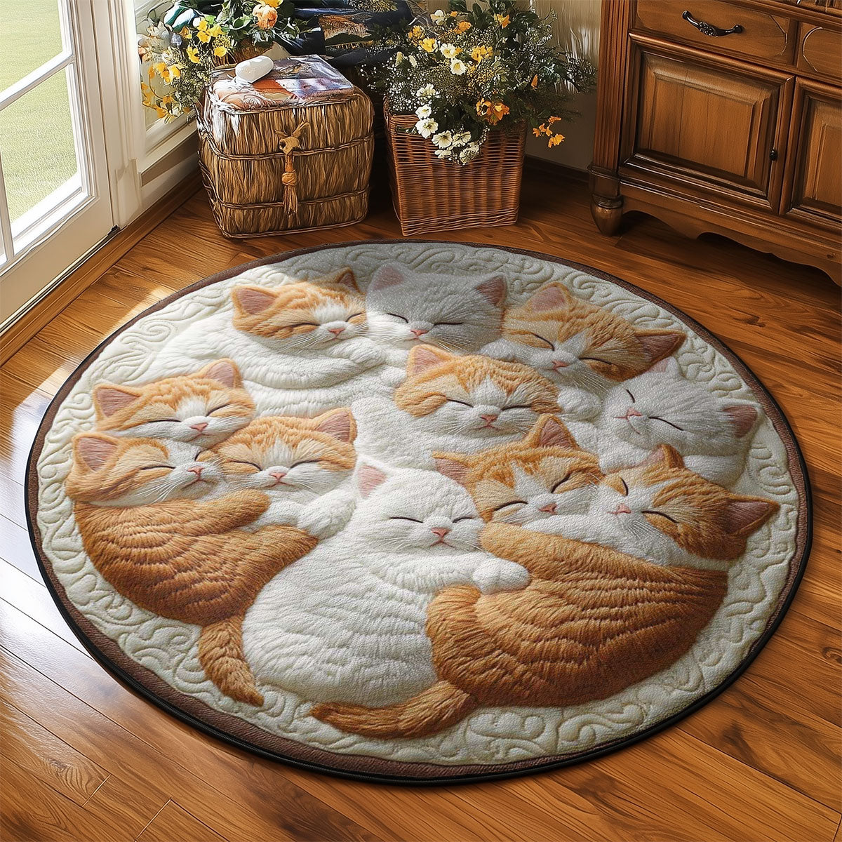 Peaceful Cat WN2203066CL Quilted Round Mat