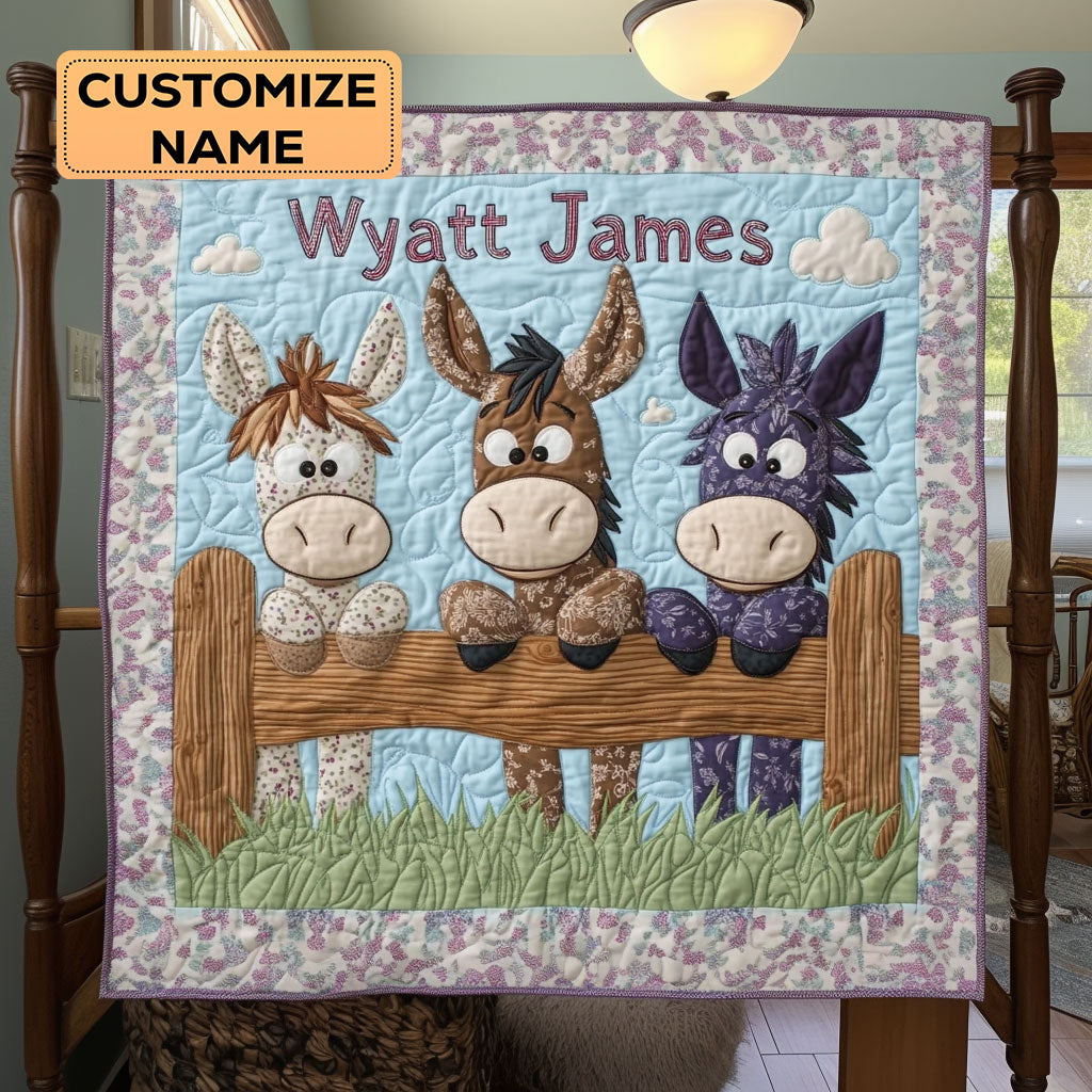 Three Little Bray Buddies WJ2307010CL Personalized Baby Quilt