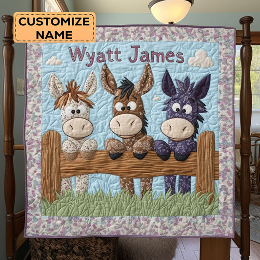 Three Little Bray Buddies WJ2307010CL Personalized Baby Quilt