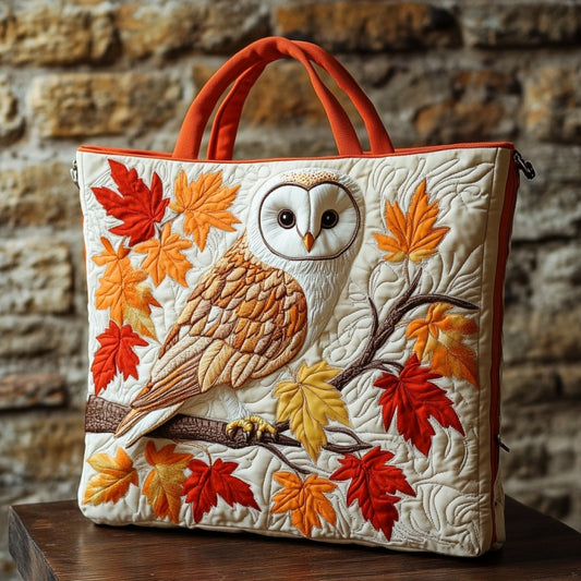Owl And Maple Leaves XR2409009CL Quilted Tote Bag