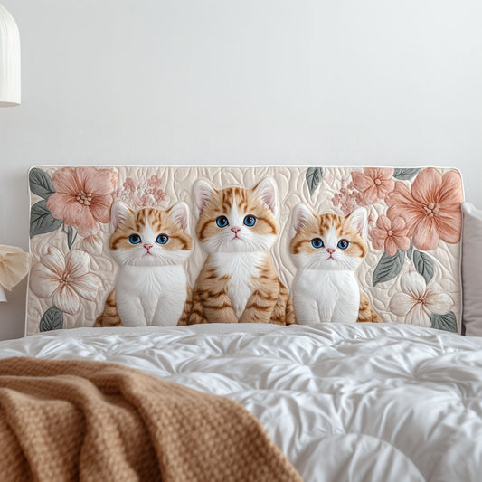 Pastel Cats Paradise KL2512013CL Quilted Headboard Slipcover