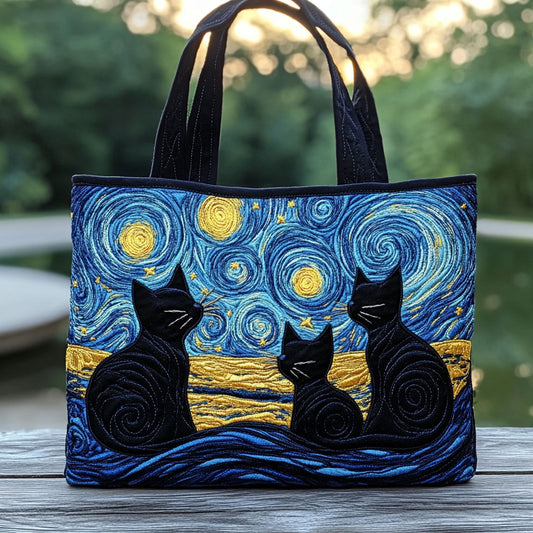 Starry Night Cats CW2309027CL Quilted Tote Bag