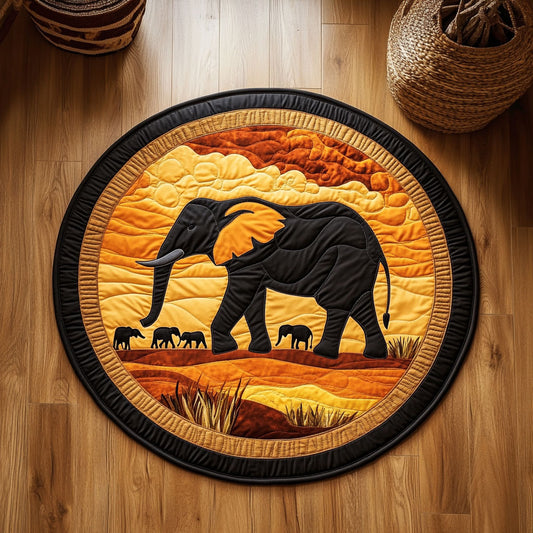 Golden Safari Elephant WY3006087CL Quilted Round Mat