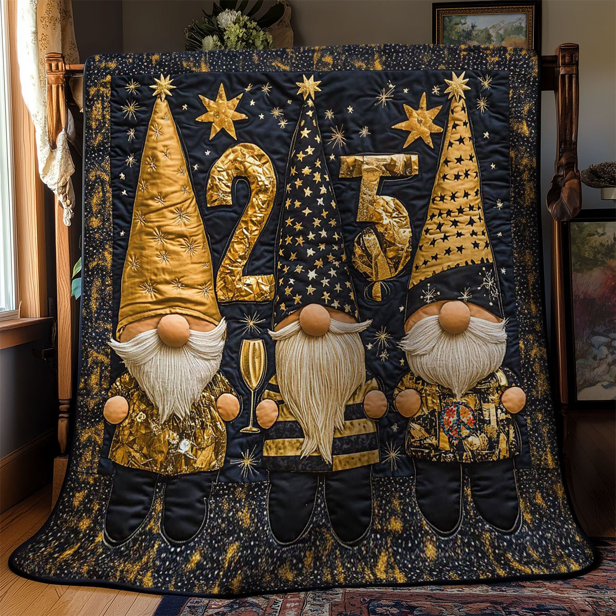 Golden Gnome Party WN2012028CL Quilt