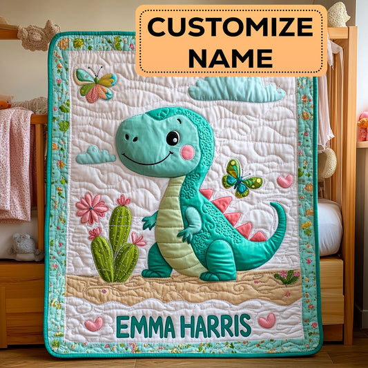Little Dino CW2507013CL Personalized Baby Quilt