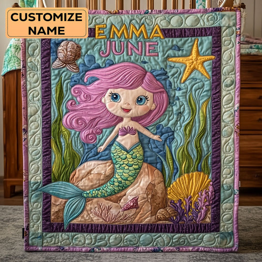 Sea Sparkles WY0108007CL Personalized Baby Quilt