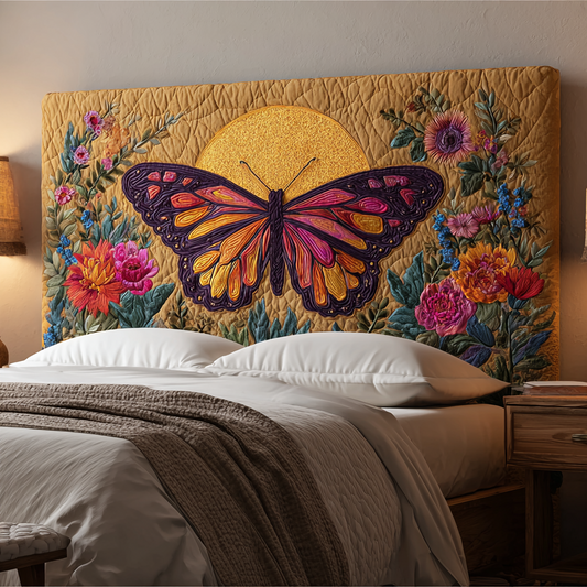 Vibrant Monarch Butterfly XR2412004CL Quilted Headboard Slipcover