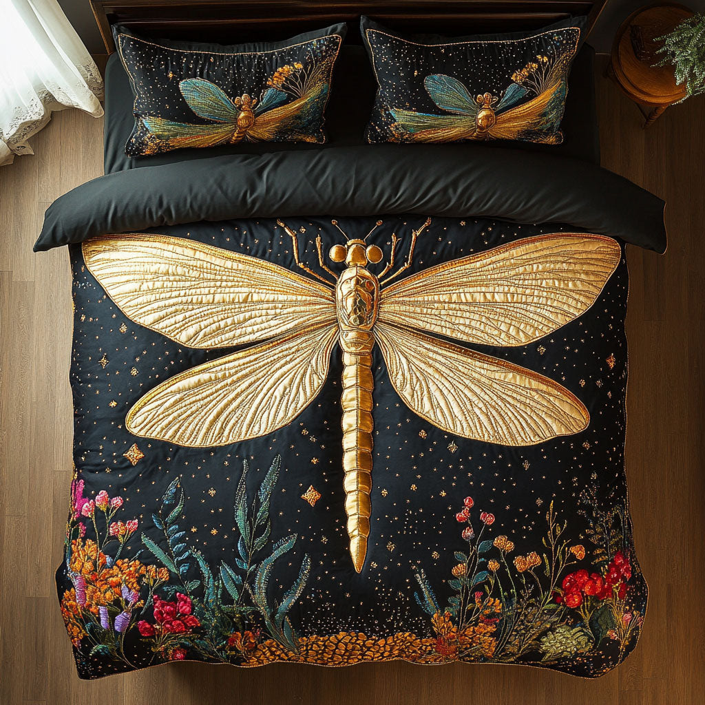Golden Dragonfly Bloom CW2709030CL Duvet Cover Set