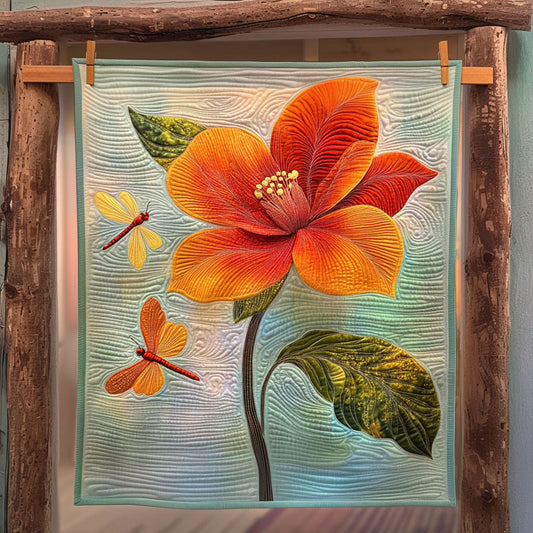 Dragonfly And Red Orange Blossom LT0210013CL Quilt