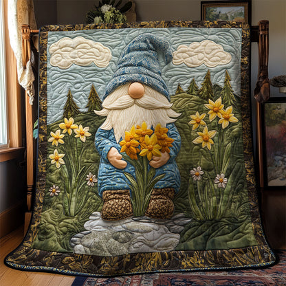Gnome And Yellow Flower WY1202104CL Quilt