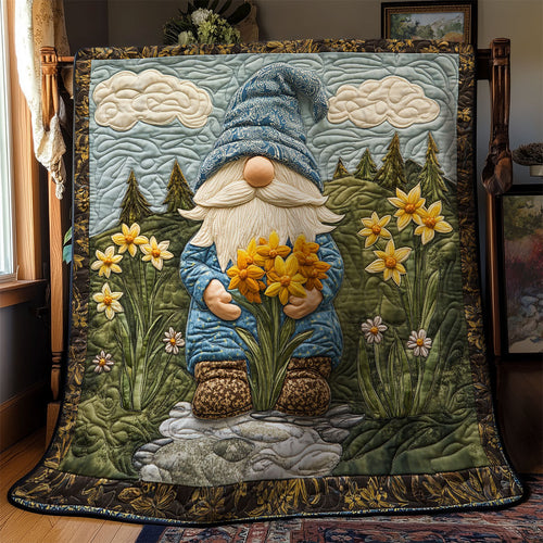 Gnome And Yellow Flower WY1202104CL Quilt