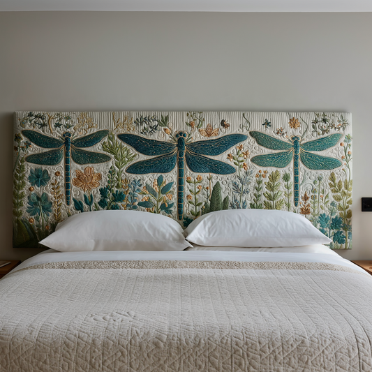 Wild Floral Dragonflies XR1612024CL Quilted Headboard Slipcover