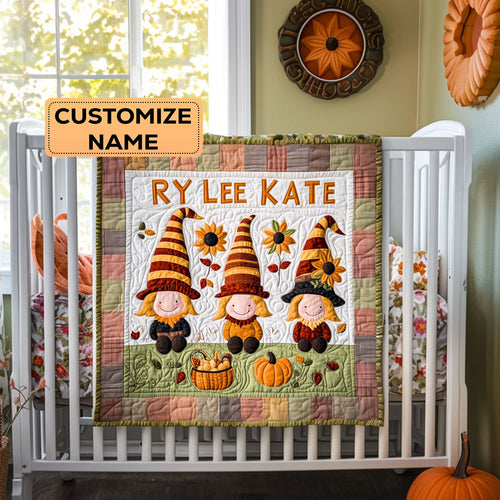 Sunflower Gnome Garden WY2907013CL Personalized Baby Quilt