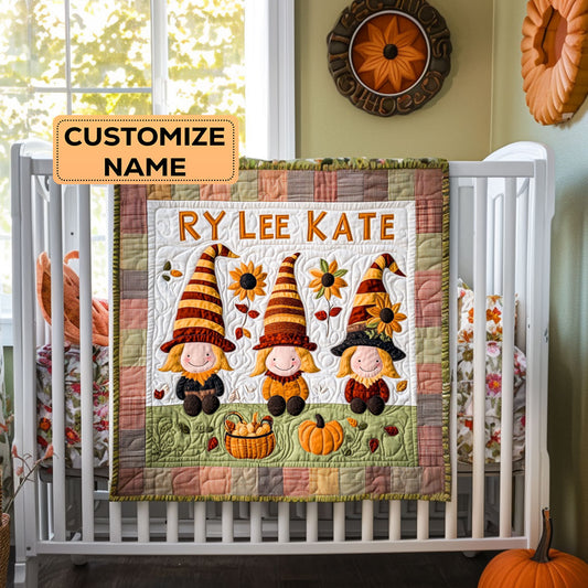 Sunflower Gnome Garden WY2907013CL Personalized Baby Quilt