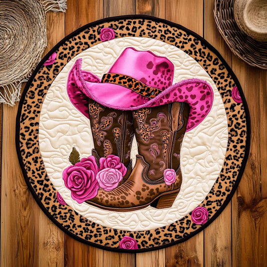 Cowboy Of Rose Leopard WY1906040CL Quilted Round Mat