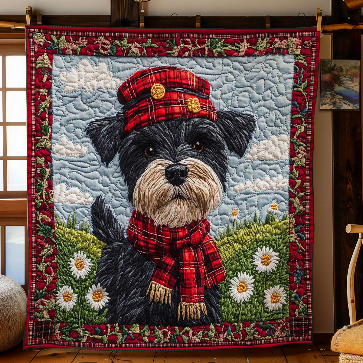 Scottish Terrier Bloom WN2104037CL Quilt