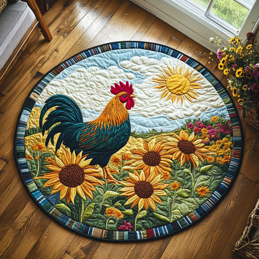 Rooster Sunflowers Joy CW0810017CL Quilted Round Mat