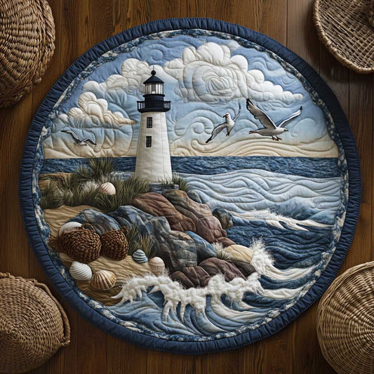 Lighthouse And Gulls WN2403047CL Quilted Round Mat