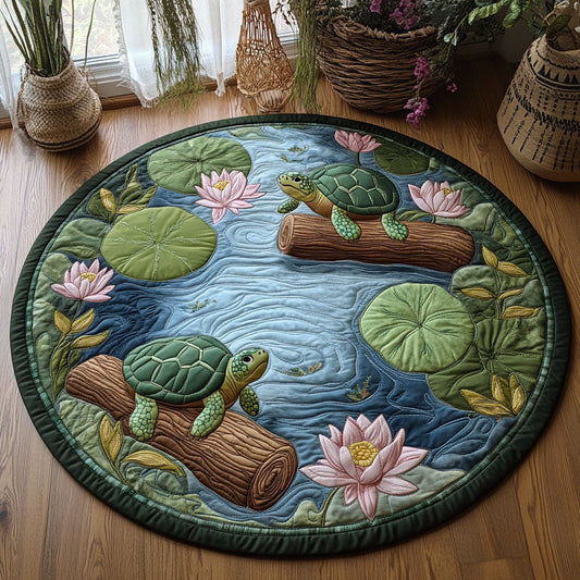 Lotus Turtle WJ2404046CL Quilted Round Mat