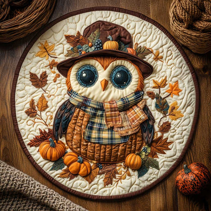 Harvest Owl WN1903029CL Quilted Round Mat