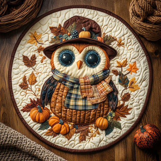 Harvest Owl WN1903029CL Quilted Round Mat