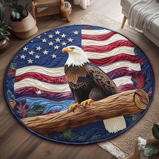 Patriotic Eagle WJ0906045CL Quilted Round Mat