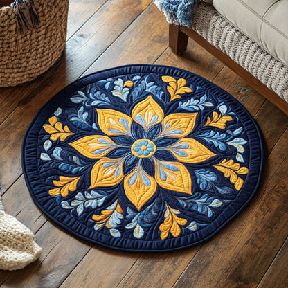 Golden Boho Flower WP0404010CL Quilted Round Mat