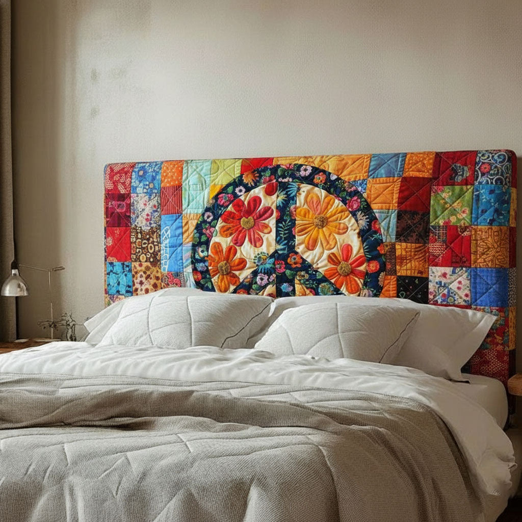 Hippie Peace WJ0812005CL Quilted Headboard Cover