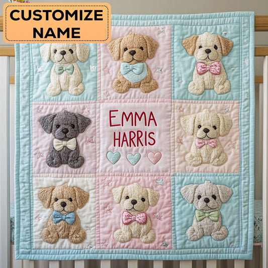 Cute Puppy Love CW2607012CL Personalized Baby Quilt