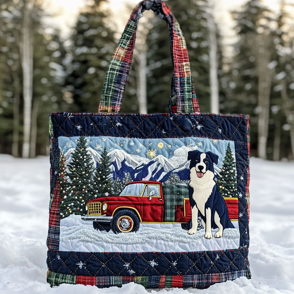 Border Collie Holiday Joy WN0611011CL Quilted Tote Bag
